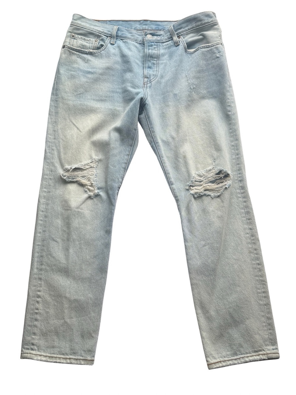 Levi's 501 Original Fit Ripped Knee Jeans Women's Light Wash Distressed Size 28